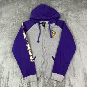 Reebok NFL Minnesota Vikings sportswear casual full zip fleece jacket womens L